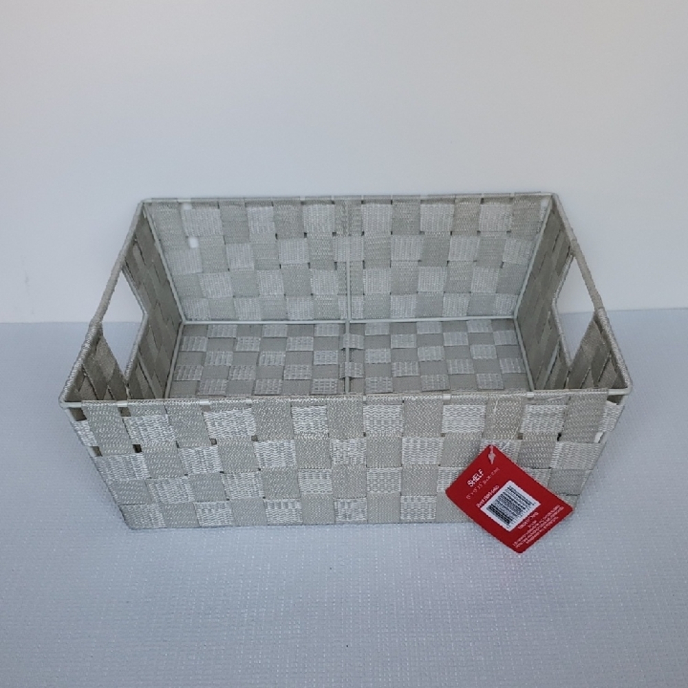 Simplify Sand Gray Woven Storage Tote Basket - NWT